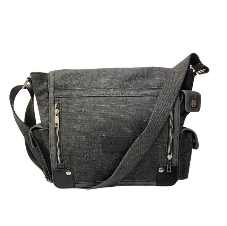 Black Canvas Messenger Bag