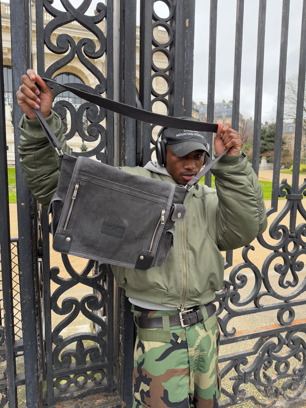 Black Canvas Messenger Bag