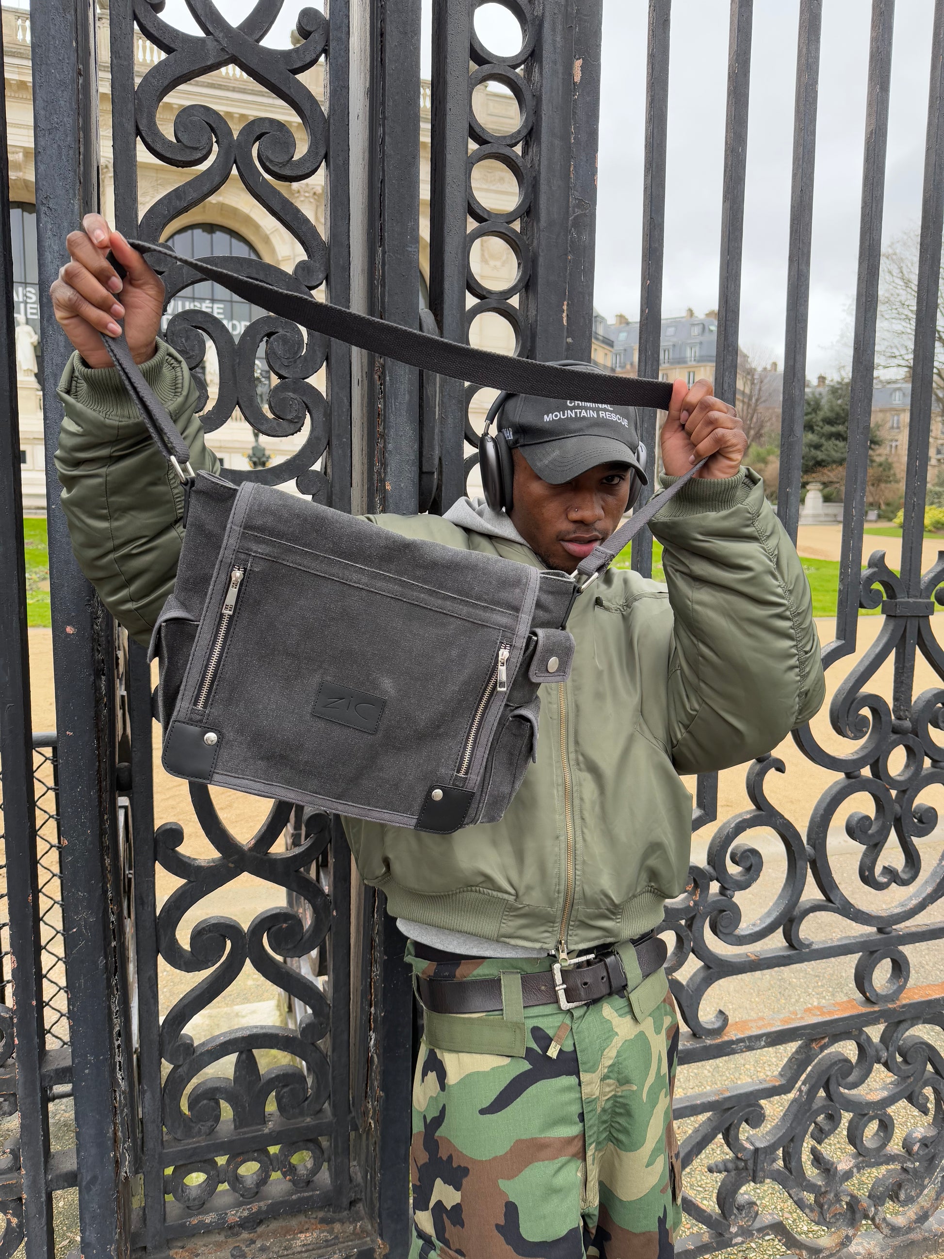 Black Canvas Messenger Bag