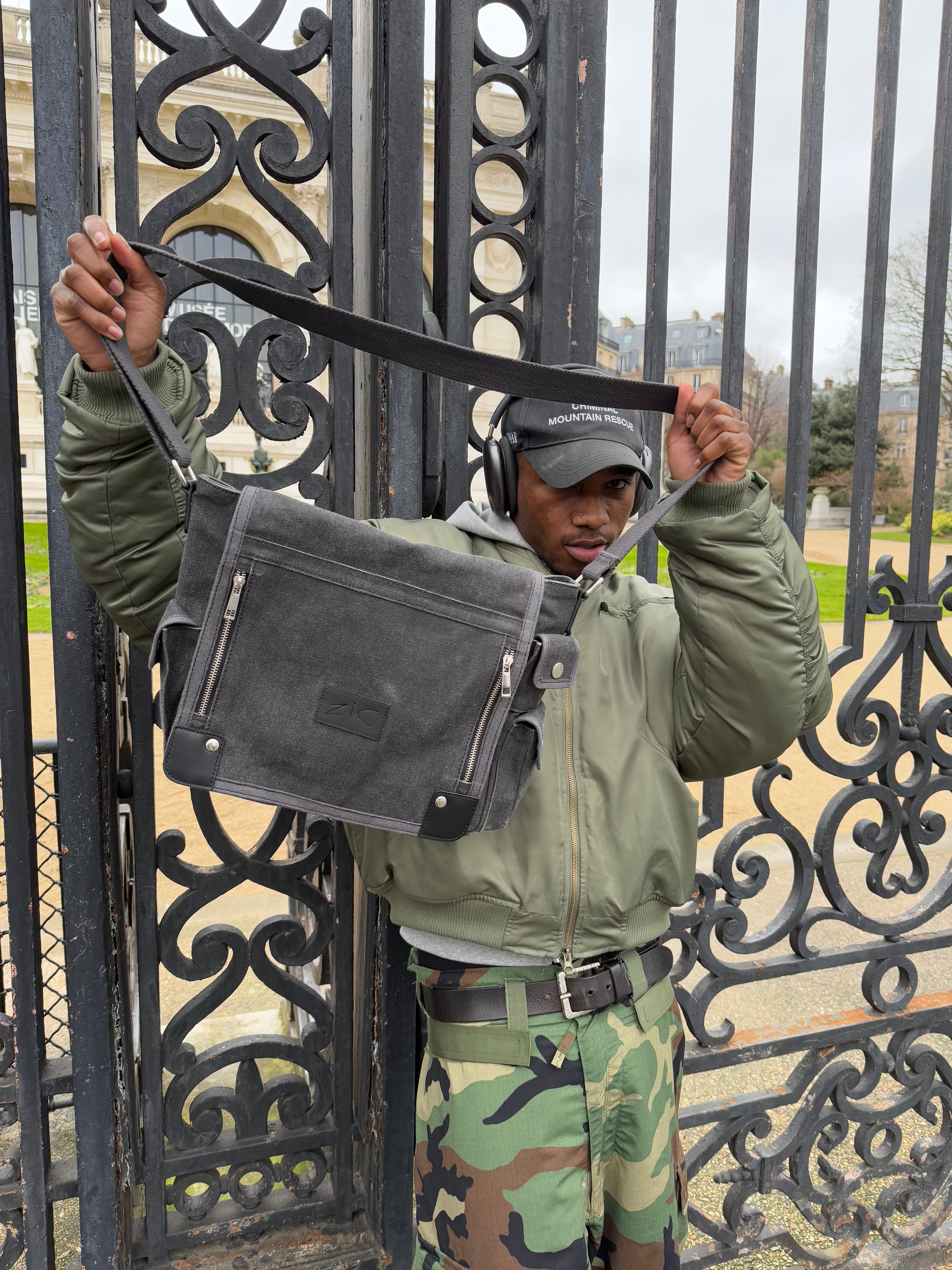Black Canvas Messenger Bag