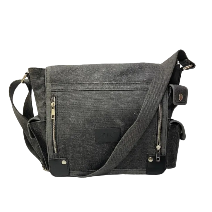 Black Canvas Messenger Bag