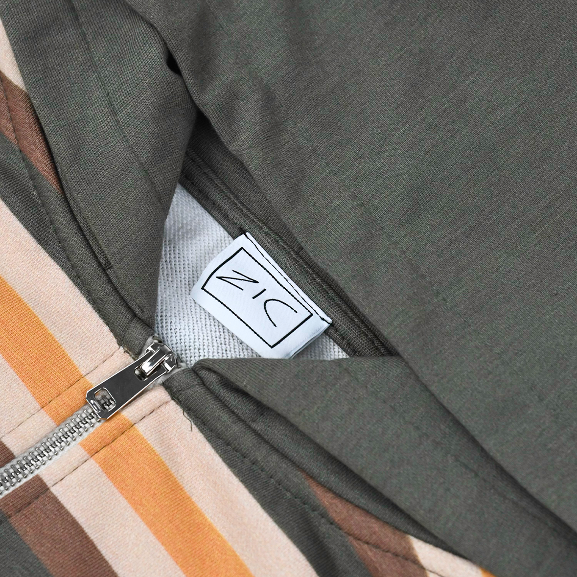 Olive Striped Zip