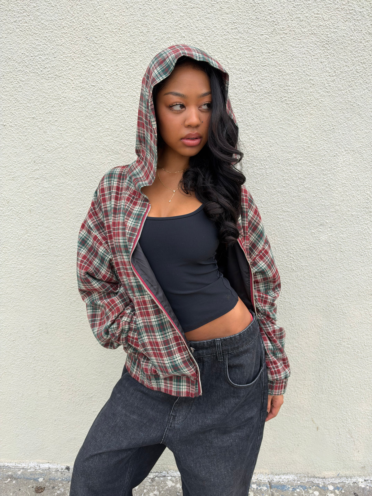 F23 Plaid Zip Up