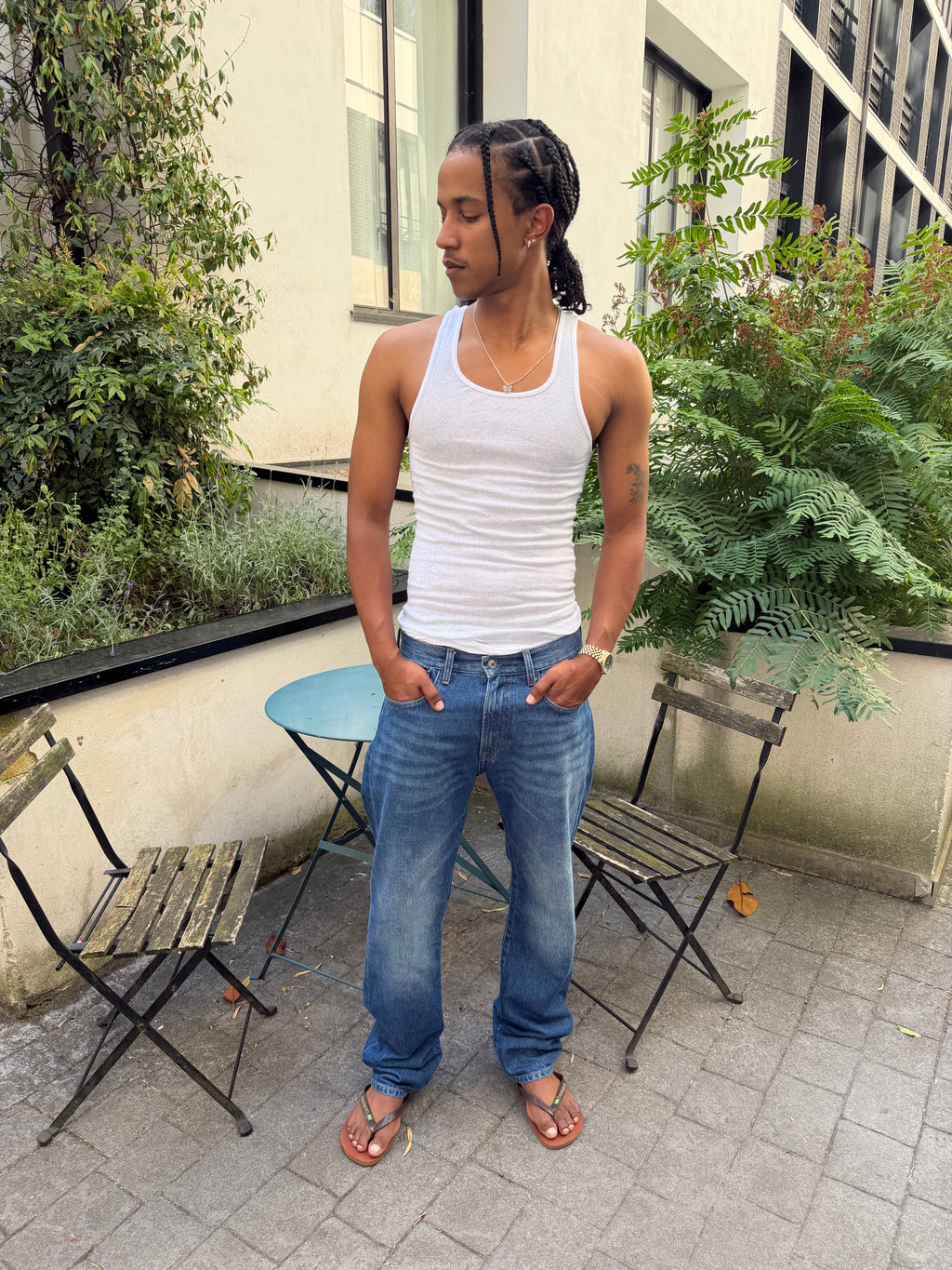 Dark Blue Straight Cut Denim