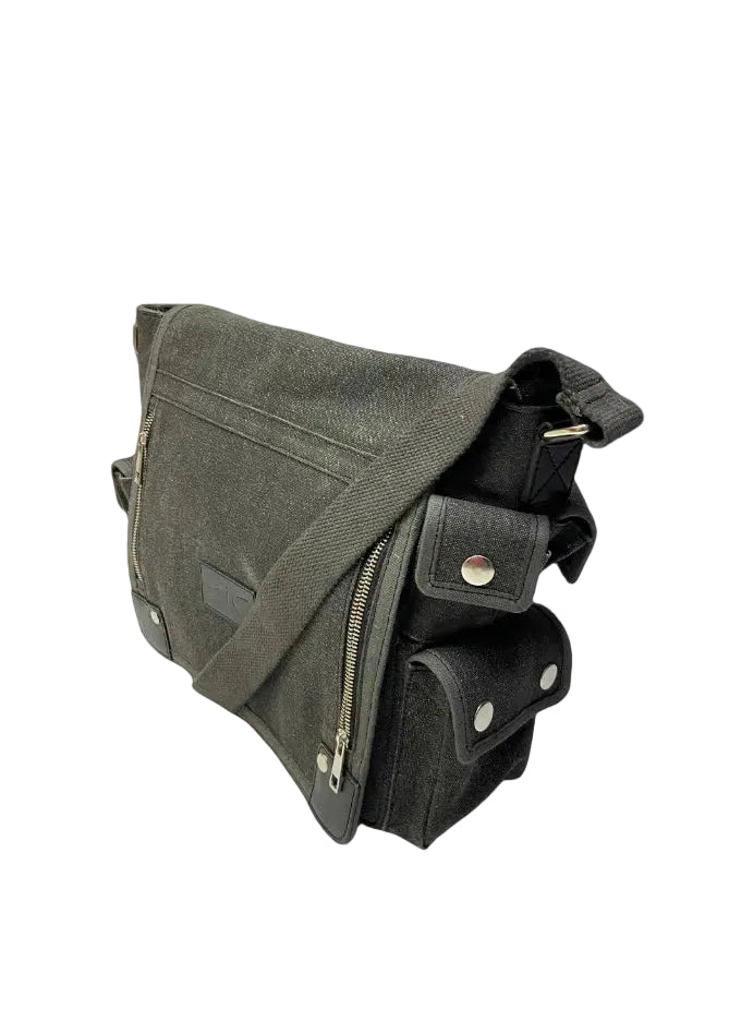 Black Canvas Messenger Bag