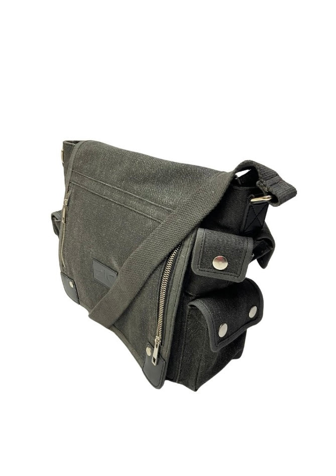 Black Canvas Messenger Bag