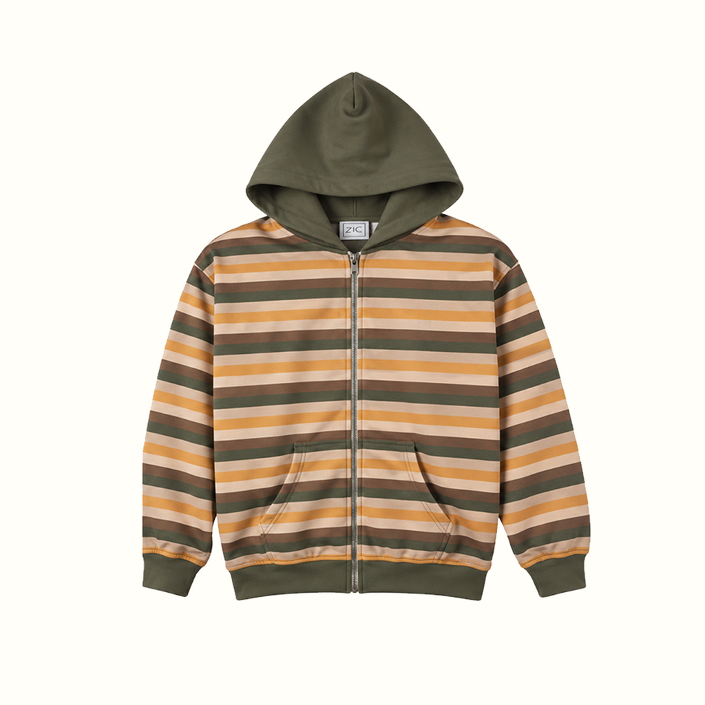 Olive Striped Zip