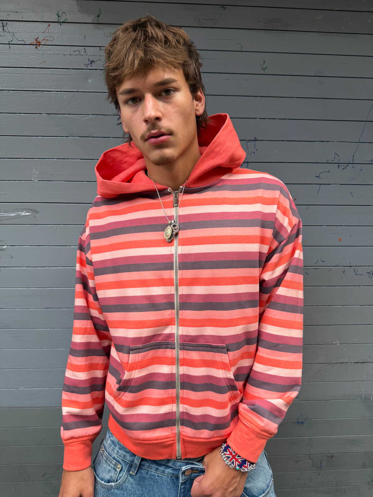 Cherry Striped Zip